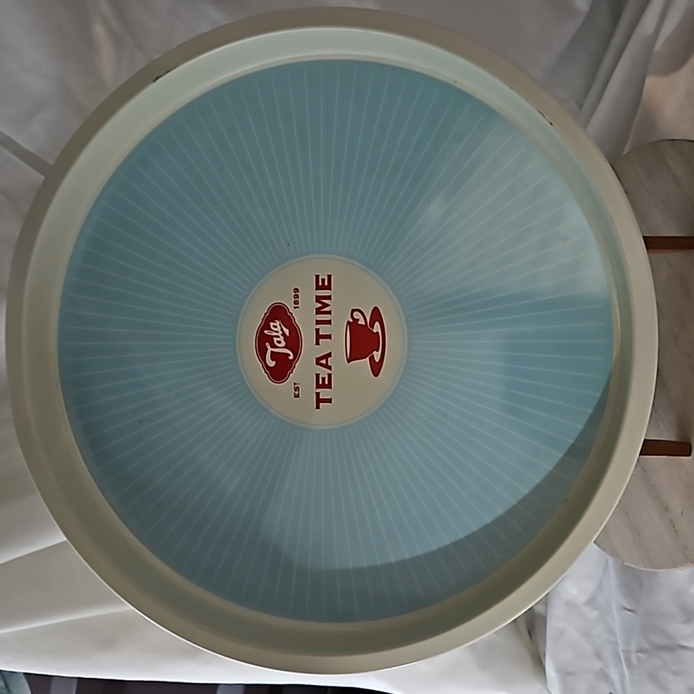 $26.00Tala Tea Time Tin Tray, Retro, 1950's, Serving tray, mint green and red
